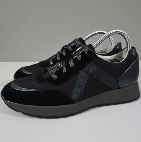 NEW Munro Piper Retro Sneaker Black Gunmetal Suede Size 10 Narrow