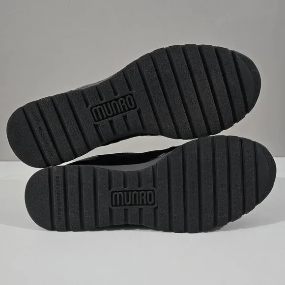 NEW Munro Piper Retro Sneaker Black Gunmetal Suede Size 10 Narrow