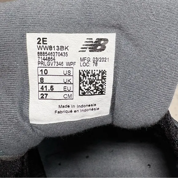 NEW New Balance 813 v1 Womens 10 2E Black Trainers Walking Shoes Sneaker WW813BK