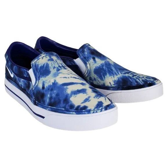 New Nike mens court legacy tie dye slip on sneakers multicolor