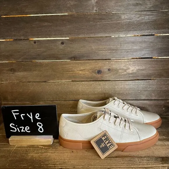 New NWOB Womens Frye‎ Gia Low Lace Ivory Leather Casual Shoes Sneakers Size 8 M