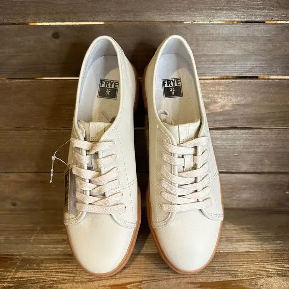 New NWOB Womens Frye‎ Gia Low Lace Ivory Leather Casual Shoes Sneakers Size 8 M