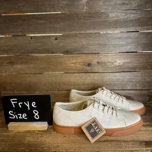 New NWOB Womens Frye‎ Gia Low Lace Ivory Leather Casual Shoes Sneakers Size 8 M