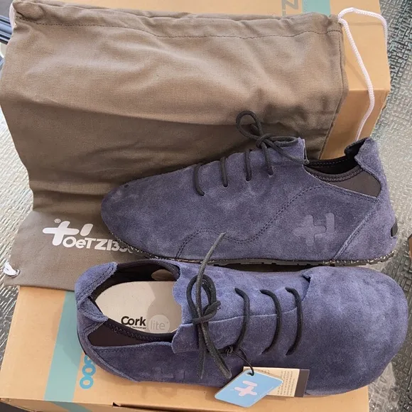 NEW! OeTZ 3300 SUPERSLICK Suede Leather Lace-up Shoes Size 45/12 Mens Navy Blue