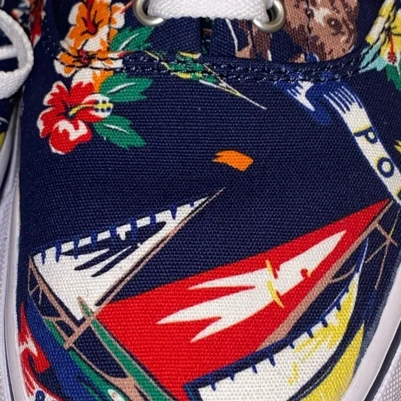 NEW Polo Ralph Lauren Thornton Tropical Motif Low Top Canvas Sneakers Men 10