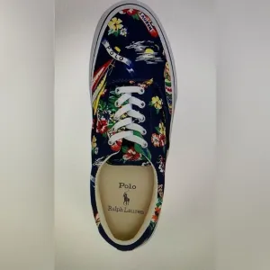NEW Polo Ralph Lauren Thornton Tropical Motif Low Top Canvas Sneakers Men 10