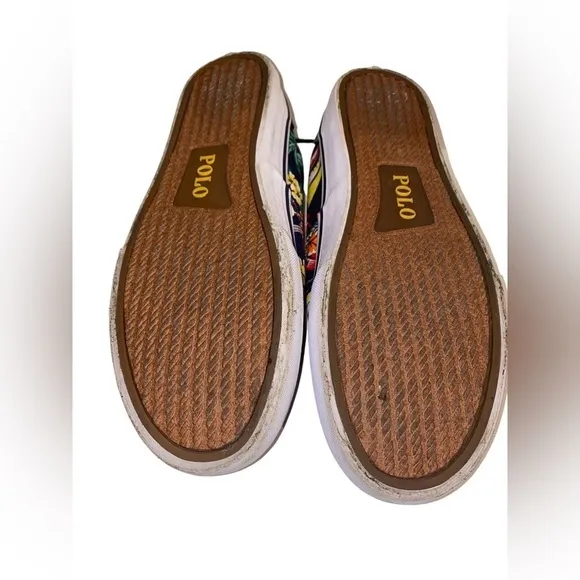 NEW Polo Ralph Lauren Thornton Tropical Motif Low Top Canvas Sneakers Men 10