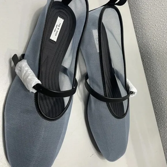 NEW RAG &amp; BONE Women's Spire Mary Jane Ballerina Flats – Size 9 – Ice Blue – NWB