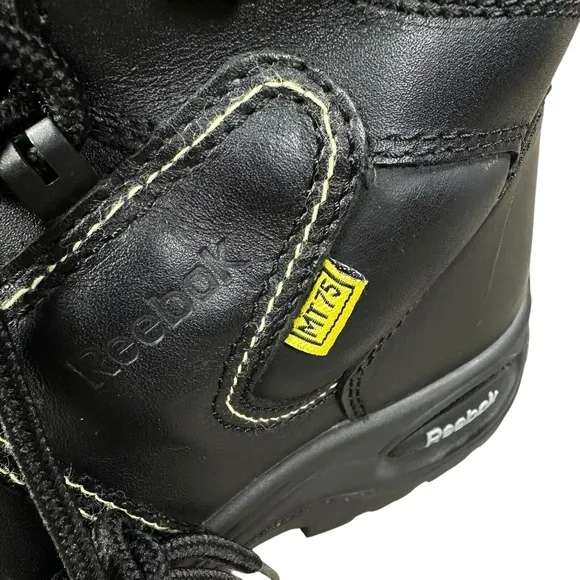NEW Reebok Mens 9 M Work Boots EH Comp Toe Trainex Black Leather 6&quot; Work RB6755