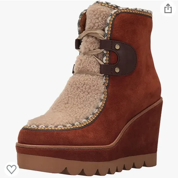 NEW SEE BY CHLOE SUEDE AND SHEARLING BOOT