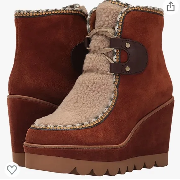 NEW SEE BY CHLOE SUEDE AND SHEARLING BOOT
