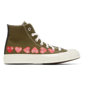 New Size 8 COMME DES GARÇONS PLAY Converse Edition Hearts Chuck 70 High Sneakers