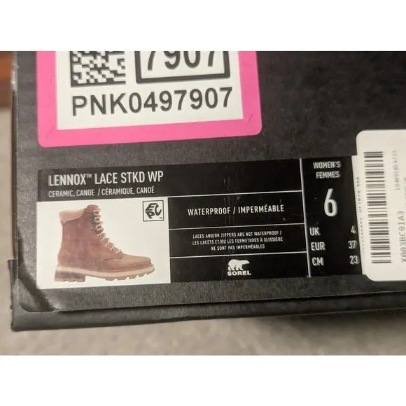 NEW Sorel Women's Lennox Lace Up Waterproof Ceramic Canoe Hiking Boots 6 NIB