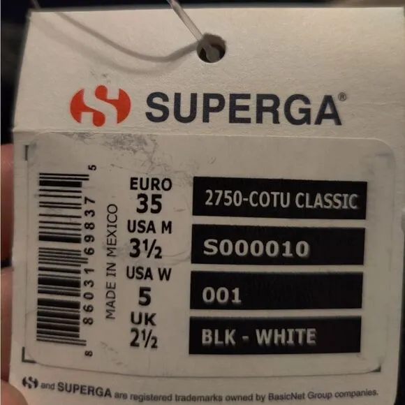 New SUPERGA 2750 Cotu Classic Sneakers black white casual Avorio tennis shoes 5