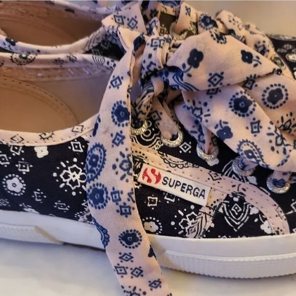NEW SUPERGA 2750 &quot;Bandana&quot; Canvas w/Bandana Laces Sz. 6m/36 Sneakers MSRP $89