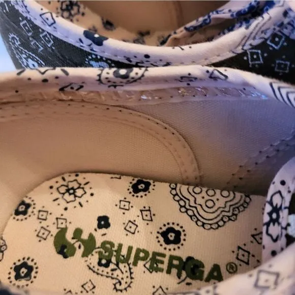 NEW SUPERGA 2750 &quot;Bandana&quot; Canvas w/Bandana Laces Sz. 6m/36 Sneakers MSRP $89