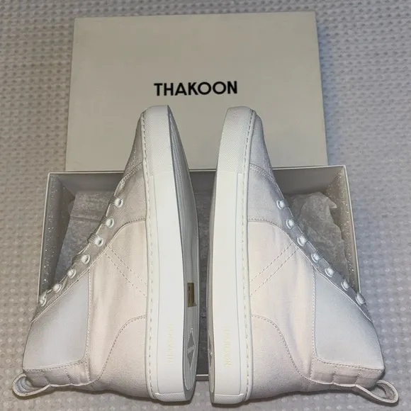 NEW! THAKOON 38/8 White Pull-On High Top Designer Sneakers Athletic Casual Shoes