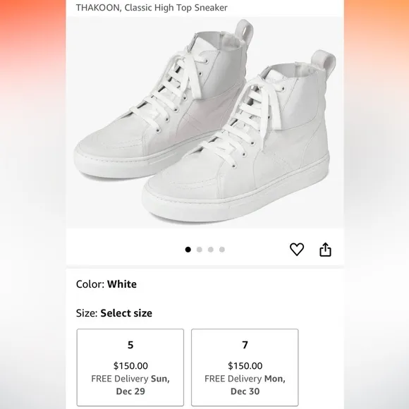 NEW! THAKOON 38/8 White Pull-On High Top Designer Sneakers Athletic Casual Shoes