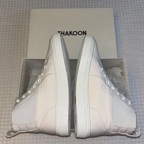 NEW! THAKOON 38/8 White Pull-On High Top Designer Sneakers Athletic Casual Shoes