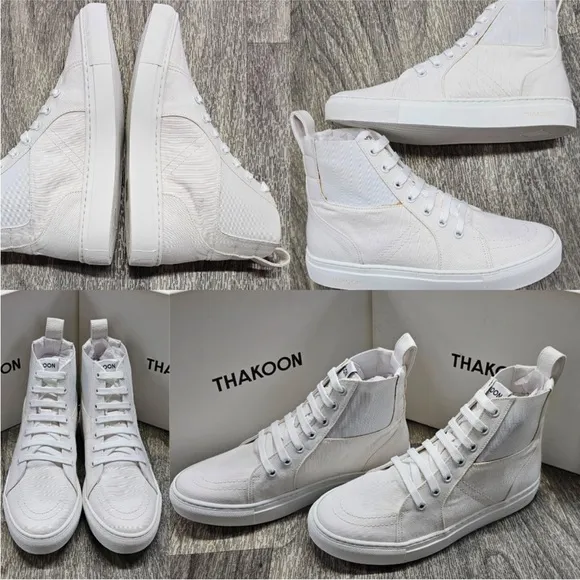 NEW! THAKOON 38/8 White Pull-On High Top Designer Sneakers Athletic Casual Shoes