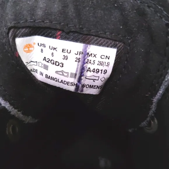 NEW Timberland Black Calf Hair Leather London Square Lace-Up Hiker Boots 8