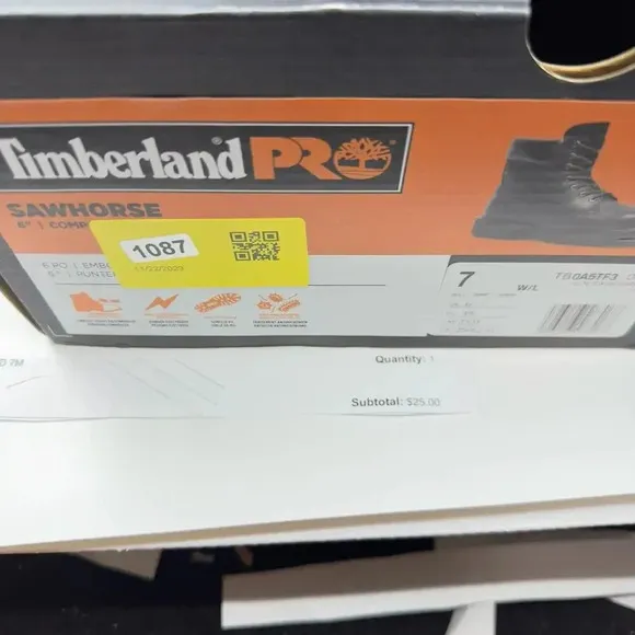 NEW Timberland PRO Sawhorse 6&quot; Composite Safety Toe Work Boots Black Mens Size 7