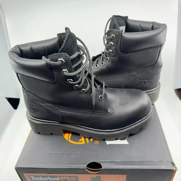NEW Timberland PRO Sawhorse 6&quot; Composite Safety Toe Work Boots Black Mens Size 7