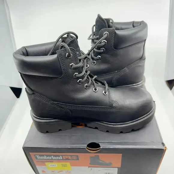 NEW Timberland PRO Sawhorse 6&quot; Composite Safety Toe Work Boots Black Mens Size 7