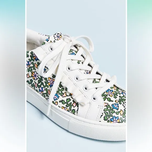 NEW Tory Burch  Sport Women's Ruffle Sneakers, Wild Pansy/New Ivory, Floral