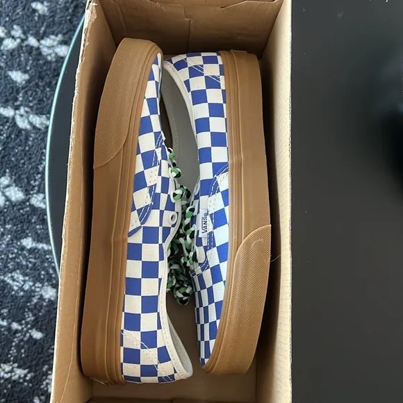 NEW Vans Authentic Checkerboard Blue/White Sneakers Men’s Size 6.5