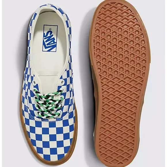 NEW Vans Authentic Checkerboard Blue/White Sneakers Men’s Size 6.5