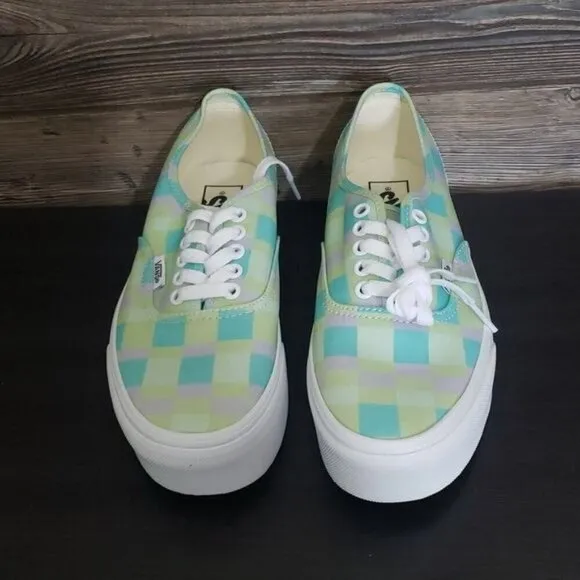 New Vans Authentic Stacked Pastel Picnic Mixed Plaid Green Blue Purple Sneakers