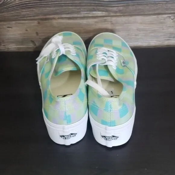 New Vans Authentic Stacked Pastel Picnic Mixed Plaid Green Blue Purple Sneakers