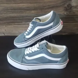 New Vans Old Skool Color Theory Stormy Weather Gray Blue Sneakers