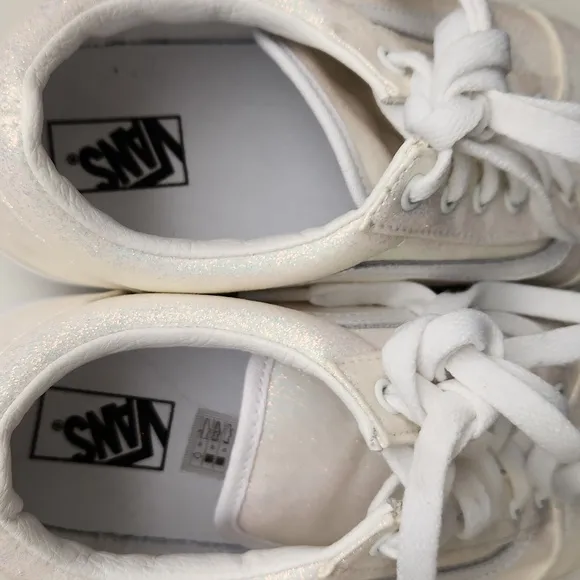 New Vans Old Skool Glitter White Sparkly Lace-up Sneakers