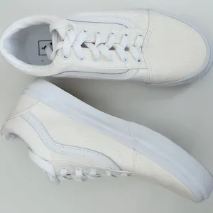 New Vans Old Skool Glitter White Sparkly Lace-up Sneakers