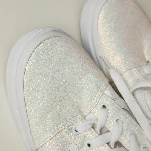 New Vans Old Skool Glitter White Sparkly Lace-up Sneakers