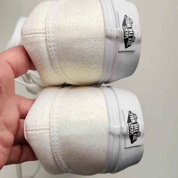 New Vans Old Skool Glitter White Sparkly Lace-up Sneakers