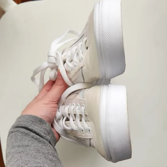 New Vans Old Skool Glitter White Sparkly Lace-up Sneakers