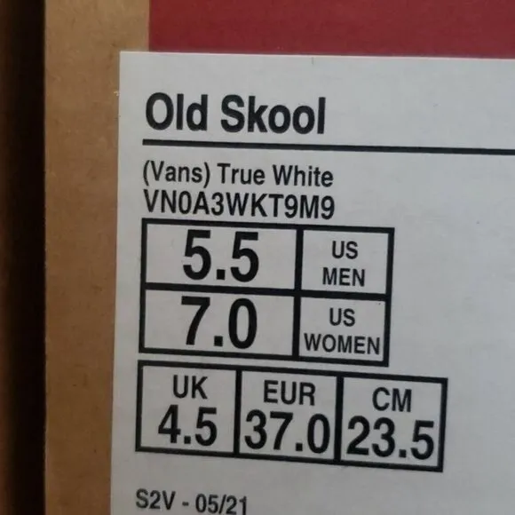 New Vans Old Skool Logo White Blue Red Sneakers