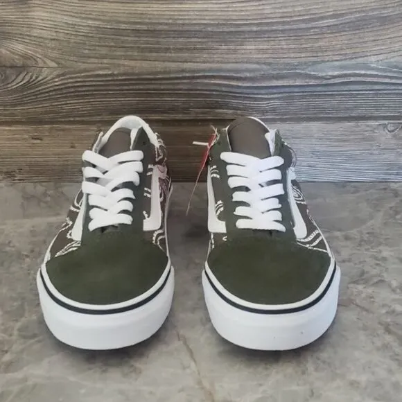 New Vans Old Skool Peace Paisley Green White Sneakers