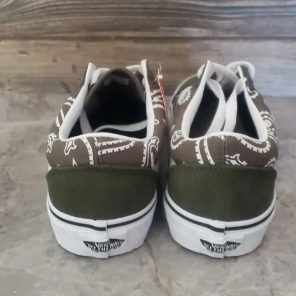 New Vans Old Skool Peace Paisley Green White Sneakers