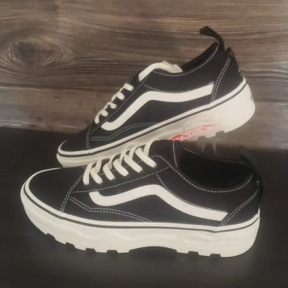 New Vans Old Skool Sentry Canvas Black White Platform Sneakers