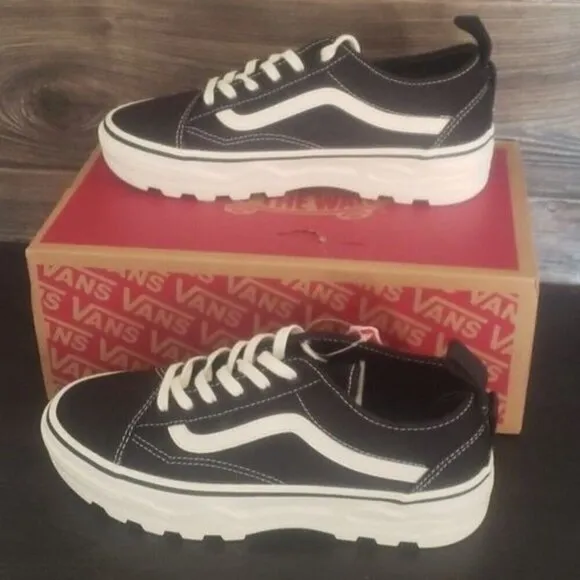 New Vans Old Skool Sentry Canvas Black White Platform Sneakers