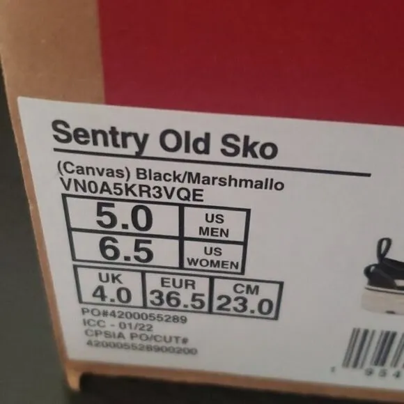 New Vans Old Skool Sentry Canvas Black White Platform Sneakers