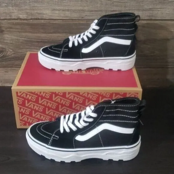 New Vans Sk8 Hi Sentry Black White Platform Sneakers