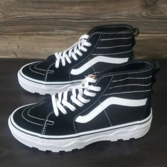 New Vans Sk8 Hi Sentry Black White Platform Sneakers