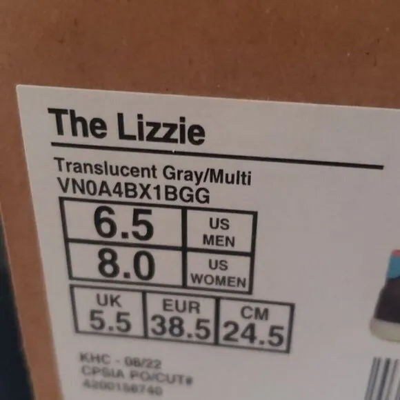 New Vans The Lizzie Translucent Gray Multi Mid Sneakers