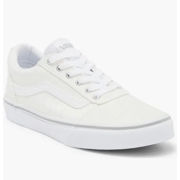 New Vans Ward Spring Glitter Sneakers, Size 12, White, Low Tops, Girl
