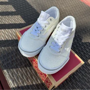 New Vans Ward Spring Glitter Sneakers, Size 12, White, Low Tops, Girl